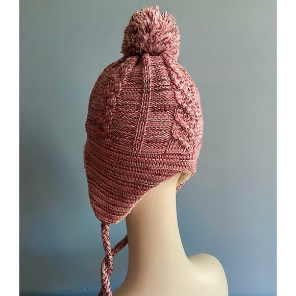 DEARFOAMS Pink Knit Sherpa Lined Beanie sz OS - Picture 3 of 7